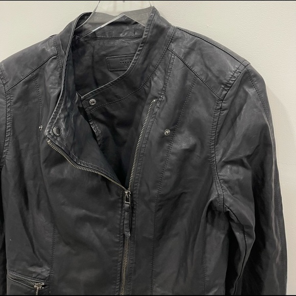 Black NYC Vegan Moto Leather Jacket Full Zip Black Medium - Picture 10 of 14